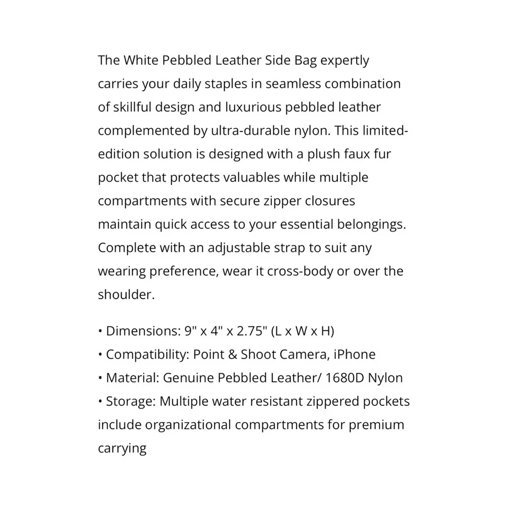 INCASE PEBBLED LEATHER SIDE BAG (LIMITED EDITION)